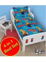 Fireman Sam Brave 4 in 1 Junior Rotary Bedding Bundle Set (Duvet, 