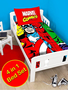 Marvel Comics Clash 4 in 1 Junior Bedding Bundle Set (Duvet + Pillow +