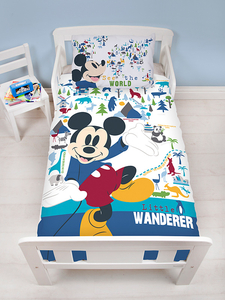 Mickey Mouse Wanderer 4 in 1 Junior Bedding Bundle Set (Duvet,  Pillow
