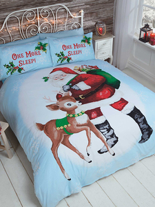 One More Sleep Double Christmas Duvet Cover and Pillowcase Set