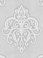 Opal Damask Glitter Wallpaper Pale Grey and White P+S 02491-50