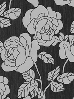 Opal Floral Glitter Wallpaper Black and Silver P+S 02492-10