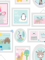 Over the Rainbow Animal Frames Wallpaper Teal / Pink Holden 90971