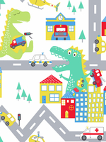 Over the Rainbow Dino Road Wallpaper White / Multi Holden 90910