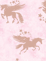Over the Rainbow Iridescent Unicorns Wallpaper Pink / Rose Gold Holden