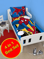 Spiderman Webhead 4 in 1 Junior Bedding Bundle (Duvet,  Pillow and