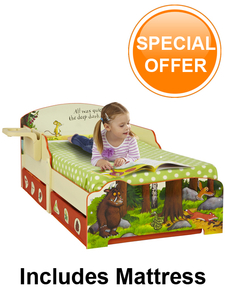 The Gruffalo Toddler Bed with Storage and Shelf and Deluxe Foam