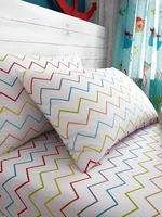 Zig Zag Multi Single Fitted Sheet and Pillowcase Set