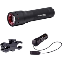LED Lenser P7 Professional Focusing Torch with Pressure Switch & Gun Mount Black in Gift Box 200 Lumens Size 4 x AAA Batts Plus FREE Pack of 8 Duracell Batteries Worth