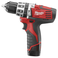 Milwaukee C12PD 12v Cordless Compact Combi Hammer Drill + 2 Lithium Ion Batteries 1.5ah