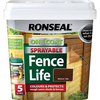 Ronseal One Coat Sprayable Fencelife Wood Preservative Dark Oak 5 Litre