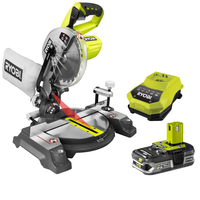 Ryobi EMS190DCL ONE+ 18v Cordless Mitre Saw 190mm Blade with 2 Lithium Ion Batteries 1.3ah