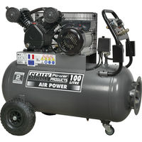 Sealey Belt Drive Air Compressor with 100 Litre Tank & Front Control Panel 3hp 240v