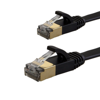 2m 6.5ft Flat CAT7 RJ45 FTP Ethernet Lan Network/Patch Cable - Black