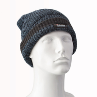 3M Thinsulate Unisex Chunky Knit Beanie Hat Extra Warm and Dry - MULTI-USE - BLUE WITH STRIPE