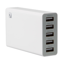 7dayshop 25 Watts (5V/5A) 5-Port Desktop Multi Port USB Charger - White