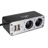 7dayshop Car Cigarette Lighter Extension Lead to Twin USB and Twin 12V Lighter Sockets - High Output 2.5A