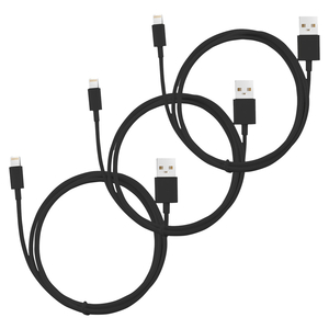 7dayshop MFI PVC Round Cable For Apple iPhone SE / 7 / 7 Plus / 6 / 6 Plus / 6S / 6 Plus - 1M - Black 3 Pack