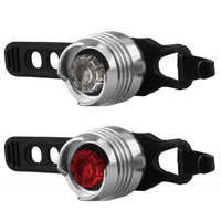 7dayshop Silver Aluminium Bullet LED Front and LED Rear Bike Cycle Light Set - 3 Mode with Batteries Included
