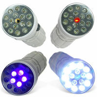 7dayshop Torch - Aluminium 3-in-1 Multi 10 x LED with 5 x Security UV and Laser Bright Flashlight - SILVER