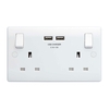 BG Electrical 822U3 2 Gang Double Socket with 2 USB Ports High 3.1Amp Output