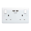 BG Electrical 822U3 2 Gang Double Socket with 2 USB Ports High 3.1Amp Output