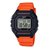 Casio Heavy Duty Digital LCD Watch Stopwatch,  Timer,  Alarm,  Light W-218H-4B2VEF Orange