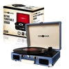 Debonair Retro Briefcase Style Vinyl Portable Three Speed Turntable with Built-in Speakers and RCA Output - Blue