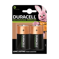 Duracell D Cell Rechargeable Batteries HR20 MN1300 NiMH 3000mAh - 2-Pack