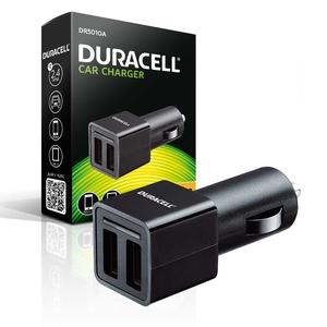 Duracell Double / Twin USB High Output FAST 2.4A Phone and Device Car Charger
