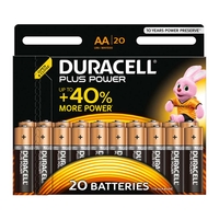 Duracell Plus Power AA MN1500 LR6 Alkaline Batteries - Value 20 Pack