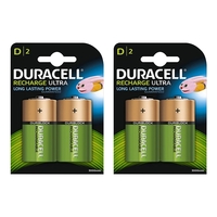 Duracell Rechargeable D Cell HR20 MN1300 NiMH Batteries 3000mAh - Extra Value 4 Pack