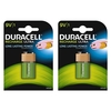 Duracell Rechargeable Ni-Mh 9V Battery MN1604 6LR61 Block 170mAh - Value 2 Pack