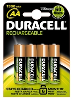 Duracell StayCharged Rechargeable AA (HR6) NiMh Batteries (1300mAh) - 4 Pack