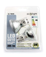 Ecolight GU10 LED Spot Light Bulb 5W 40W Equivalent Daylight Non-Dimmable - Value 2 Pack