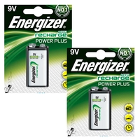 Energizer ACCU Recharge Power Plus 9V PP3 Block Ni-Mh Rechargeable Battery 175mAh - Extra Value Pack of 2