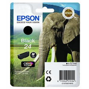 Epson Original 24 T2421 Elephant Ink Cartridge 5.1ml Black