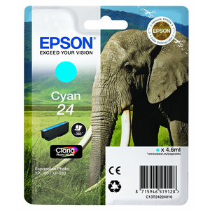 Epson Original 24 T2422 Elephant Ink Cartridge 4.6ml Cyan