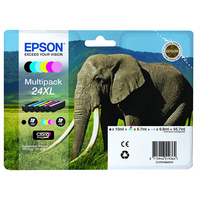 Epson Original 24XL T2438 Elephant 55.7ml Extra Value 6 Cartridge Multipack