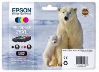 Epson Original 26XL T2636 Polar Bear 41.3ml Extra Value 4 Cartridge Mulipack