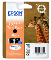 Epson Original T0711H Giraffe Ink Twin Pack 11ml(x2) Black