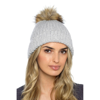 Foxbury Soft Knitted Marl Bobble Hat - Grey