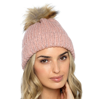 Foxbury Soft Knitted Marl Bobble Hat - Pink