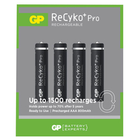 GP ReCyko+ PRO Rechargeable AAA HR03 NiMh Batteries 800mAh - 4 Pack