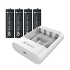 GP U411 USB AA and AAA Battery Charger with 4x Recyko+ Pro AA Batteries Included