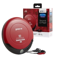 Groov-e Retro Series Personal Portable CD Player with Earphones - Red