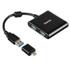 Hama 1:4 USB 3.1 Hub incl. USB-C Adapter,  Bus-Powered,  Black