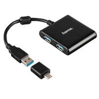 Hama 1:4 USB 3.1 Hub incl. USB-C Adapter,  Bus-Powered,  Black