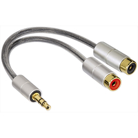 Hama "AluLine" Cable Adapter - 3.5 mm Stereo Jack - 2x RCA Socket - Ref. 00080859