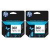 HP Original 302 Tri-Colour Ink Cartridge (F6U65AE) VALUE TWIN PACK